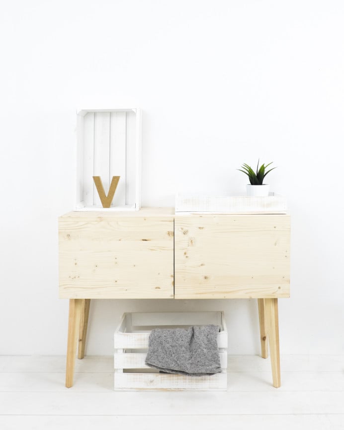 Deco Wood Caja De Madera Maciza Decapada De 49x30 5x17 5cm