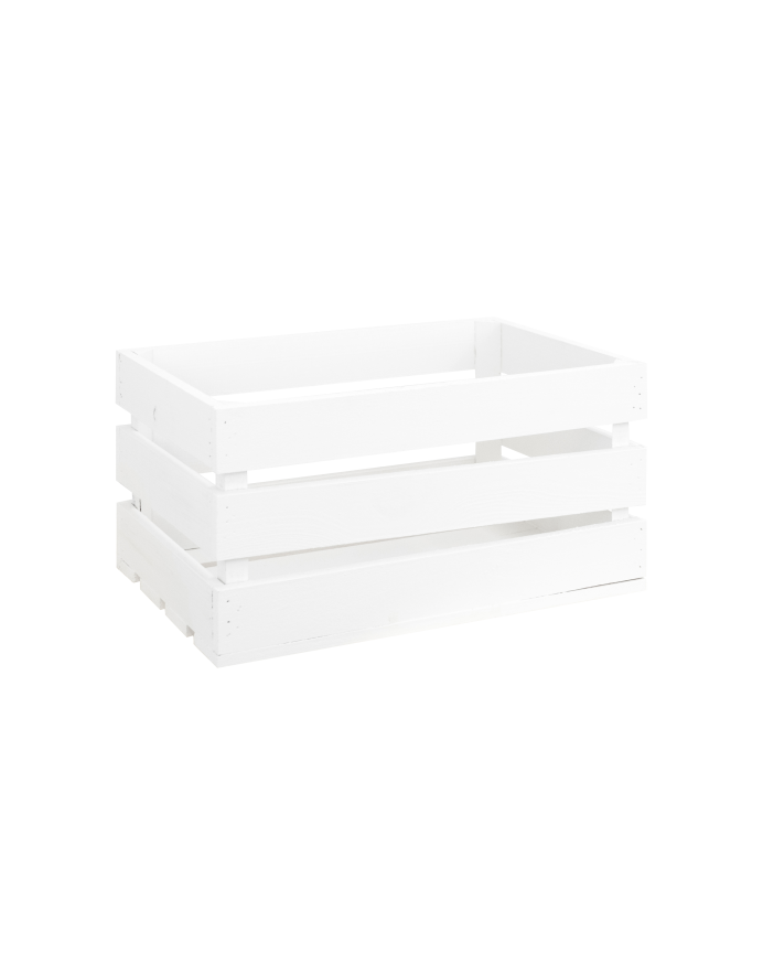 Deco wood Caja de madera maciza en tono blanco de 49x30 5x25 5cm