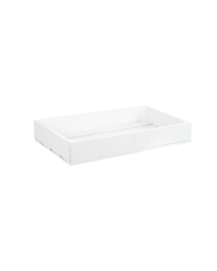 Deco wood Caja de madera maciza en tono blanco de 49x30 5x7 5cm
