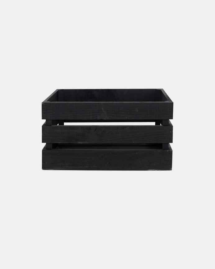 Deco Wood Caja De Madera Maciza En Tono Negro De 49x30 5x25 5cm