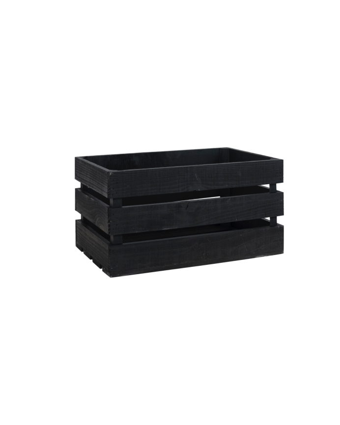 Deco wood Caja de madera maciza en tono negro de 49x30 5x25 5cm