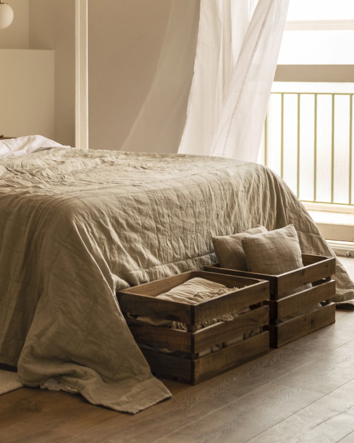 Deco Wood Caja De Madera Maciza En Tono Roble Oscuro De 49x30 5x25 5cm