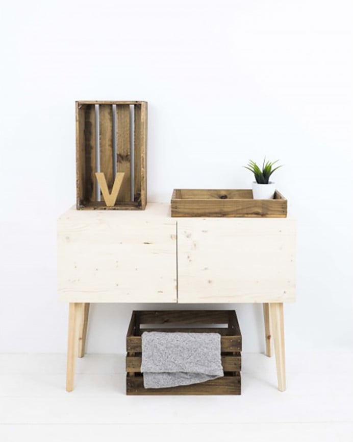 Deco Wood Caja De Madera Maciza En Tono Roble Oscuro De 49x30 5x17 5cm