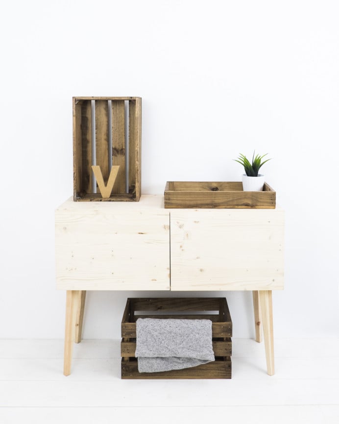 Deco Wood Caja De Madera Maciza En Tono Roble Oscuro De 49x30 5x7 5cm