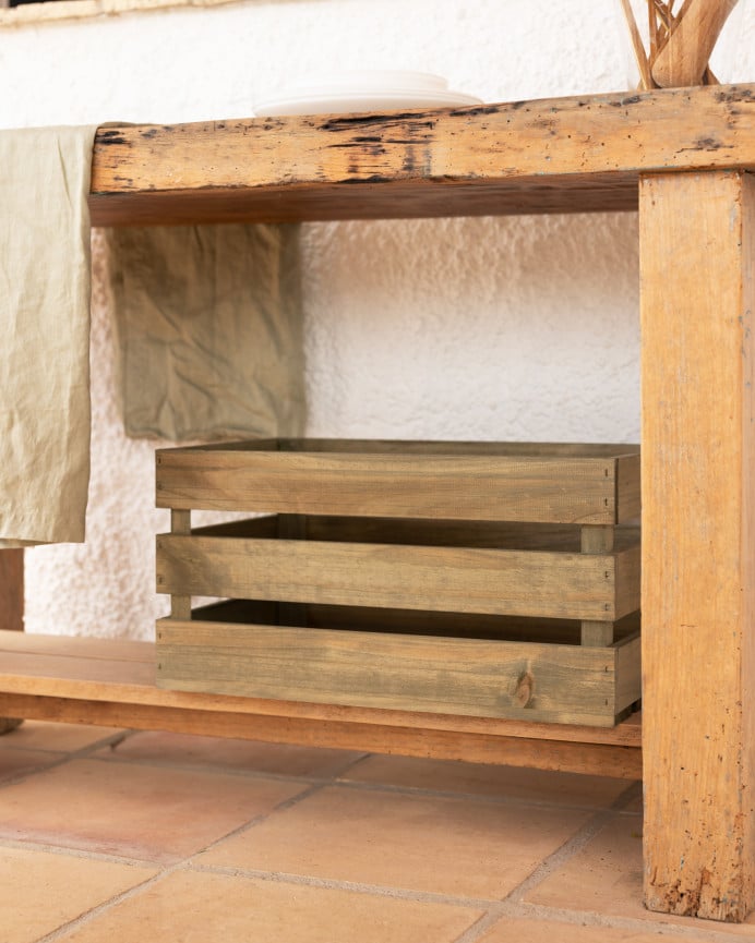 Deco Wood Caja De Madera Maciza En Tono Verde De 49x30 5x25 5cm