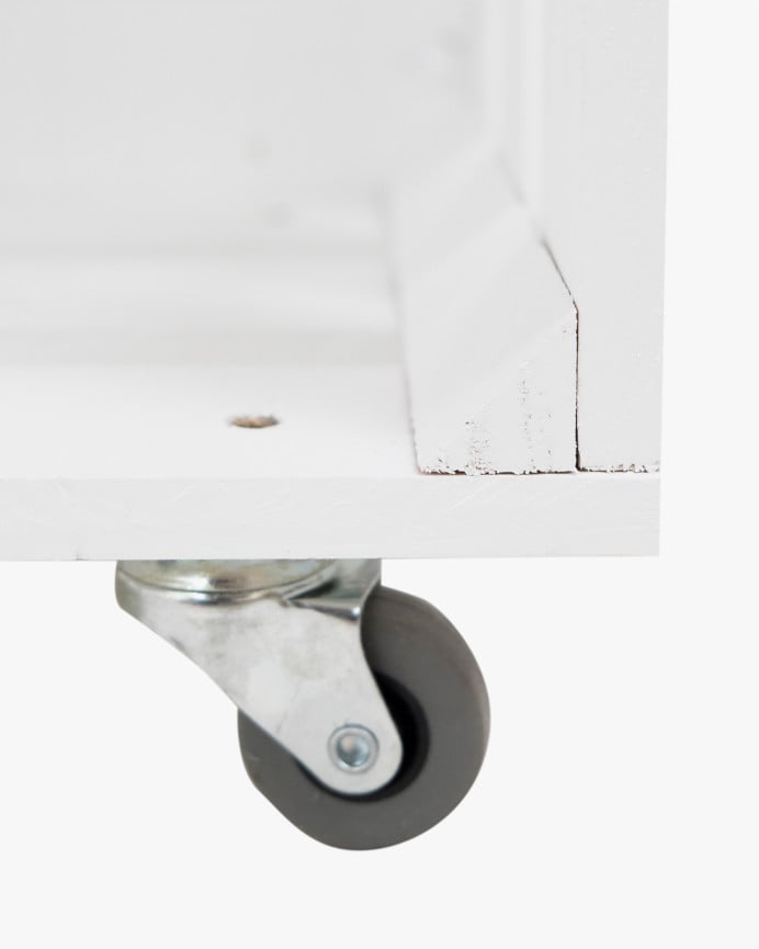 Deco Wood Caja Grande De Madera Maciza Decapada Con Ruedas Horizontal 49x25 5x30 5cm