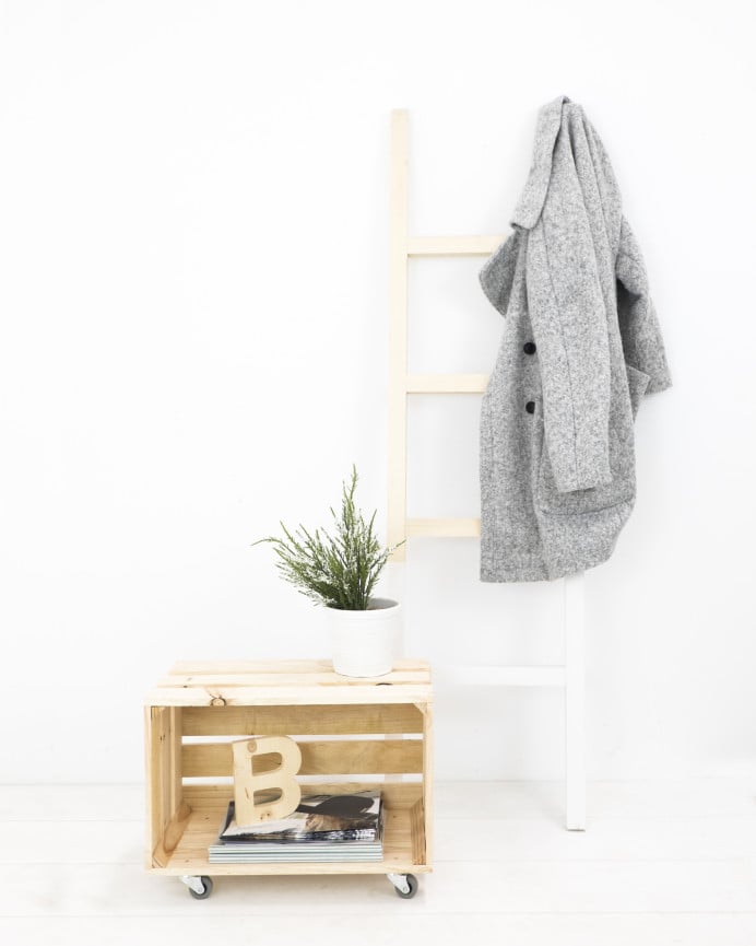 Deco Wood Caja Grande De Madera Maciza En Tono Natural Con Ruedas Horizontal 49x25 5x30 5cm