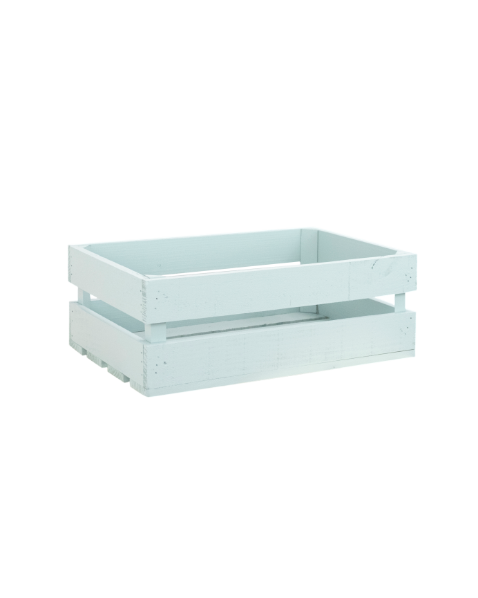 Deco wood Caja mediana de madera maciza tono verde azulado 49x30 5x17 5cm