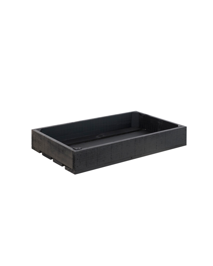 Deco wood Caja pequeña de madera maciza tono negro 49x30 5x7 5cm