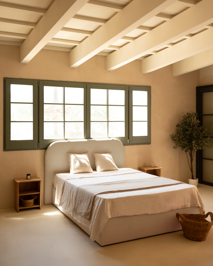 Deco Wood Cama Con Canapé Gris Claro Para Colchón De 90x200cm