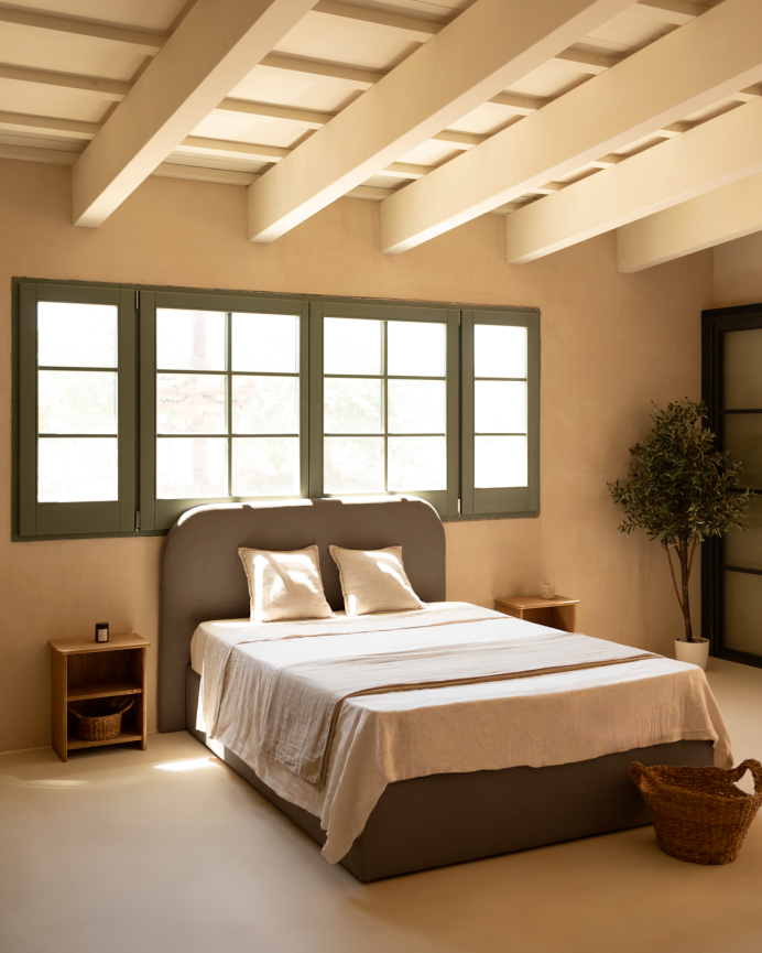 Deco Wood Cama Con Canapé Gris Oscuro Para Colchón De 90x200cm