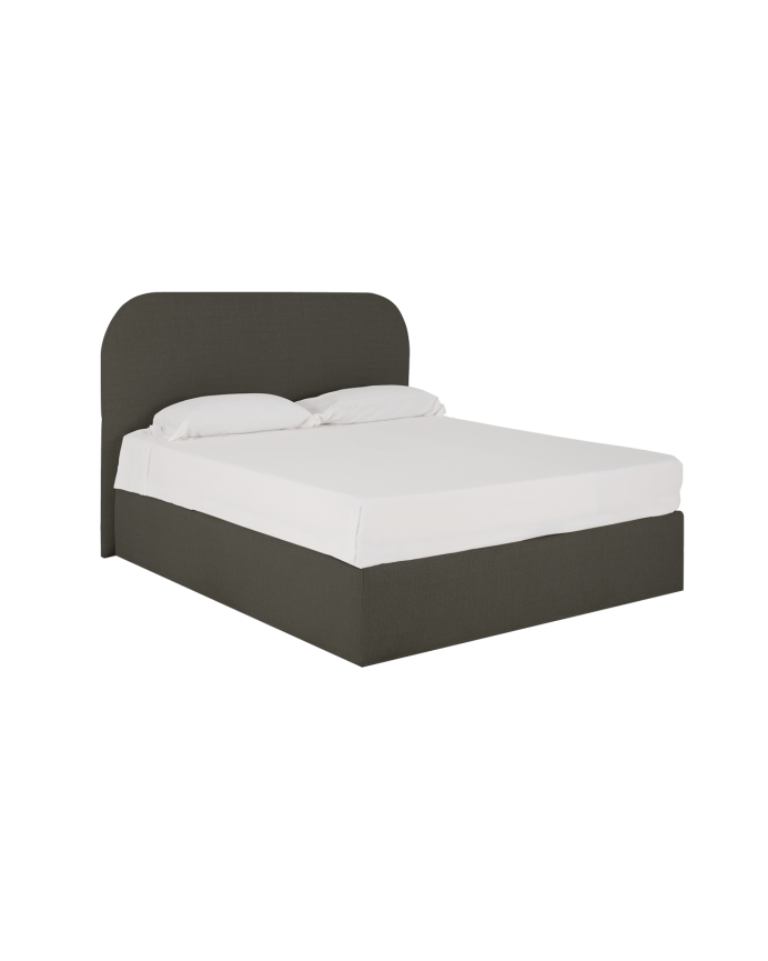 Deco wood Cama con canapé gris oscuro para colchón de 90x200cm