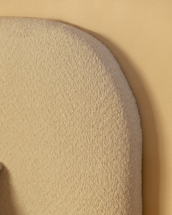 Deco Wood Cama Tapizada De Boculé Gris Claro Para Colchón De 90x200cm