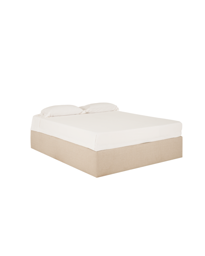 Deco wood Canapé tapizado beige para colchón de 90x200cm