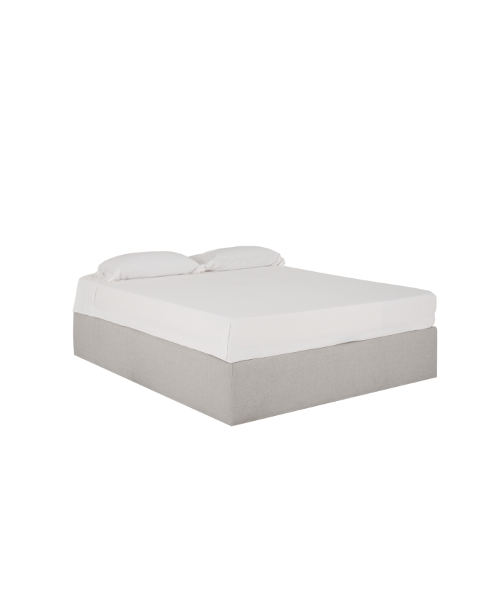 Deco wood Canapé tapizado gris claro para colchón de 90x200cm