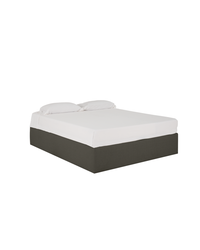 Deco wood Canapé tapizado gris oscuro para colchón de 90x200cm