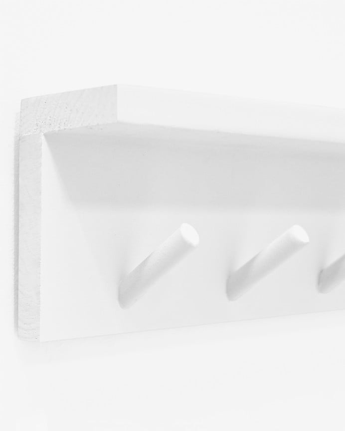 Deco Wood Colgador De Pared De Madera Maciza En Tono Blanco De 61x9 5cm