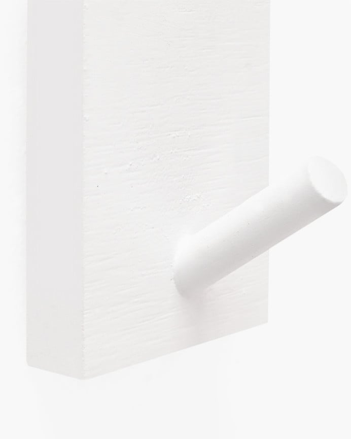 Deco Wood Colgador De Pared De Madera Maciza En Tono Blanco De 8x6cm