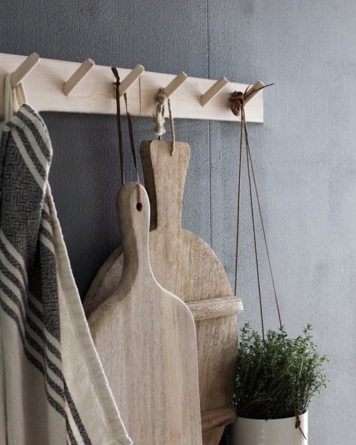 Deco Wood Colgador De Pared De Madera Maciza En Tono Natural De 26x5cm