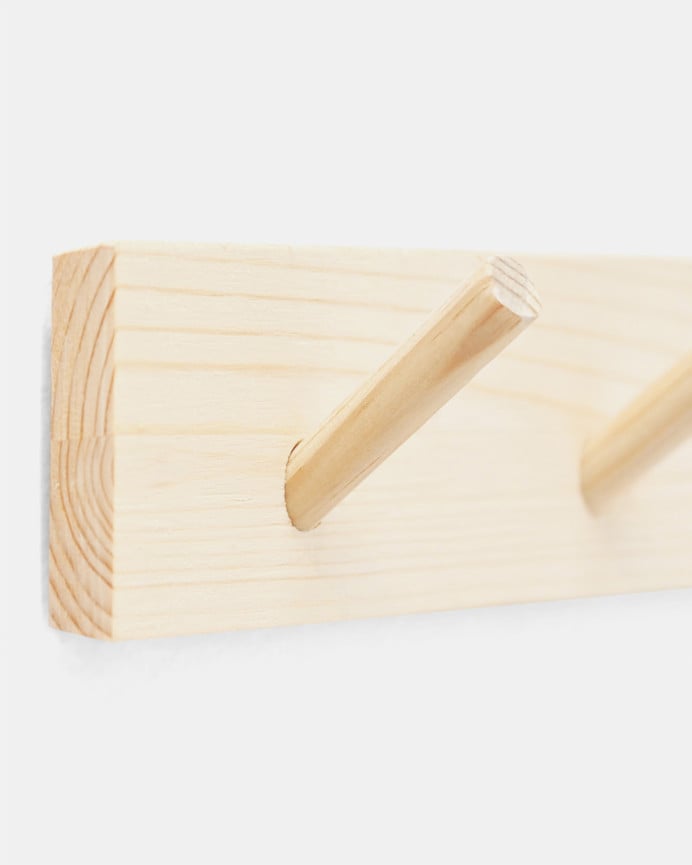 Deco Wood Colgador De Pared De Madera Maciza En Tono Natural De 26x5cm
