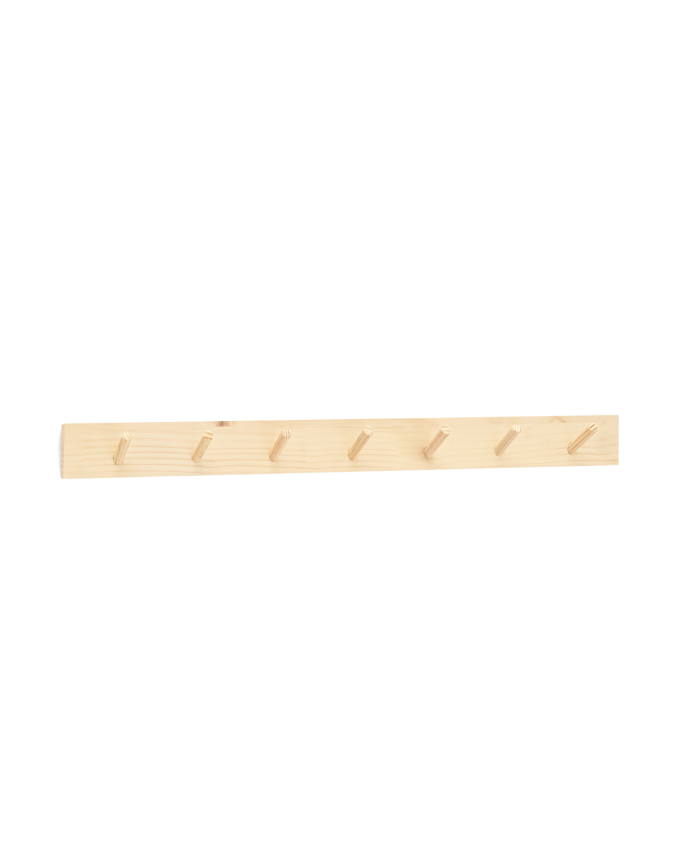 Deco wood Colgador de pared de madera maciza en tono natural de 61x5cm