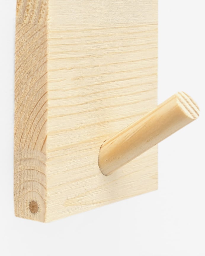Deco Wood Colgador De Pared De Madera Maciza En Tono Natural De 8x6cm