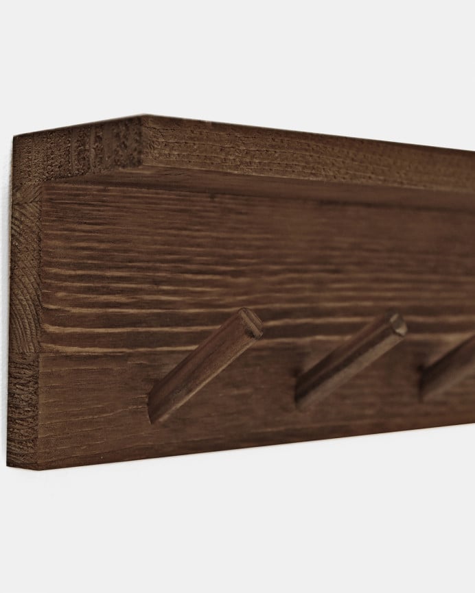 Deco Wood Colgador De Pared De Madera Maciza En Tono Nogal De 61x9 5cm