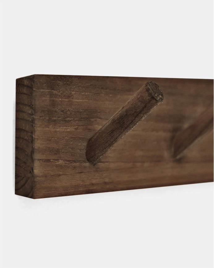 Deco Wood Colgador De Pared De Madera Maciza En Tono Nogal De 26x5cm
