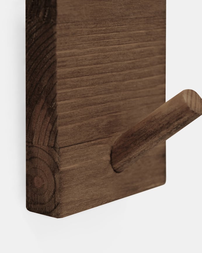 Deco Wood Colgador De Pared De Madera Maciza En Tono Nogal De 8x6cm