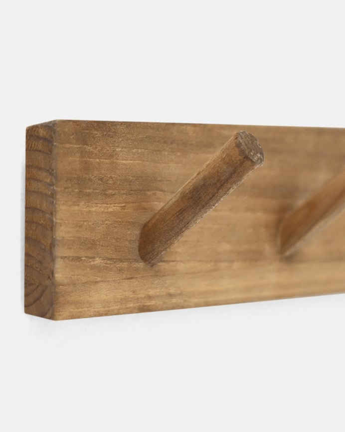 Deco Wood Colgador De Pared De Madera Maciza En Tono Roble Oscuro De 26x5cm