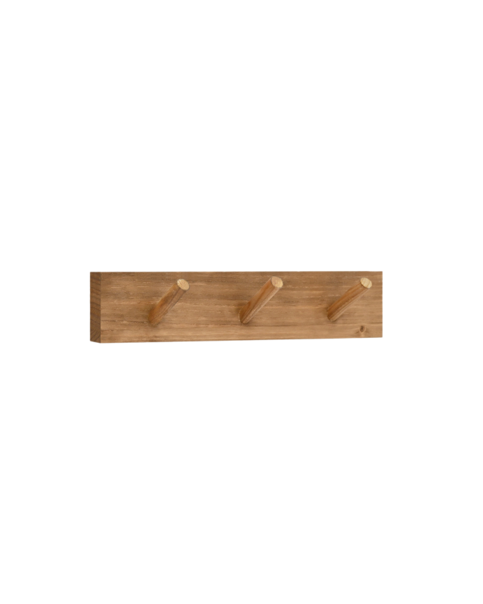 Deco wood Colgador de pared de madera maciza en tono roble oscuro de 26x5cm