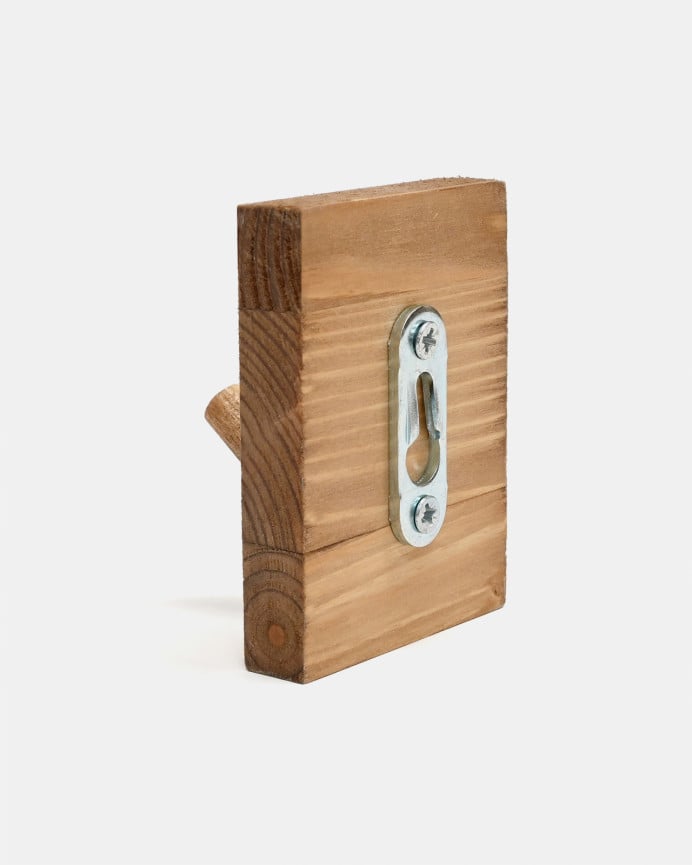 Deco Wood Colgador De Pared De Madera Maciza En Tono Roble Oscuro De 8x6cm