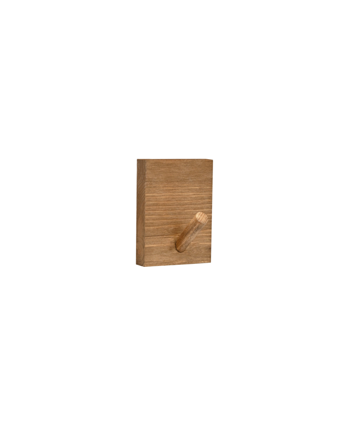 Deco wood Colgador de pared de madera maciza en tono roble oscuro de 8x6cm