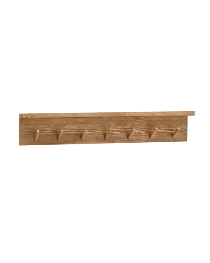Deco wood Colgador de pared de madera maciza en tono roble oscuro de 61x9 5cm