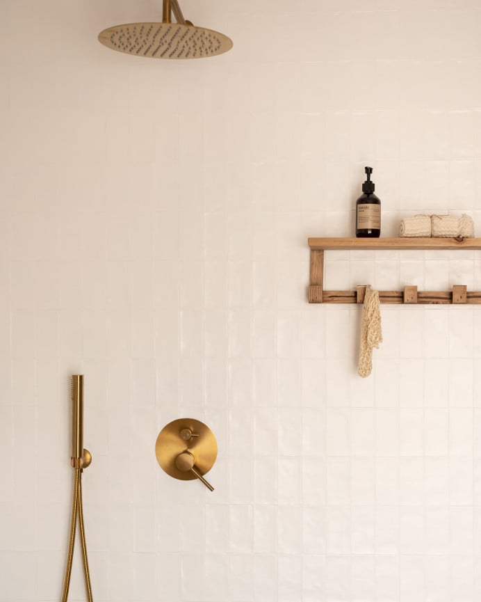 Deco Wood Colgador/Perchero De Madera Maciza Con Repisa Tono Roble Oscuro De 20x50cm