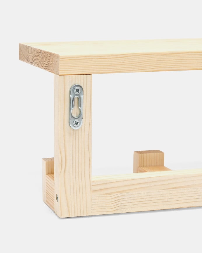 Deco Wood Colgador/Perchero De Madera Maciza Con Repisa Tono Natural De 20x50cm