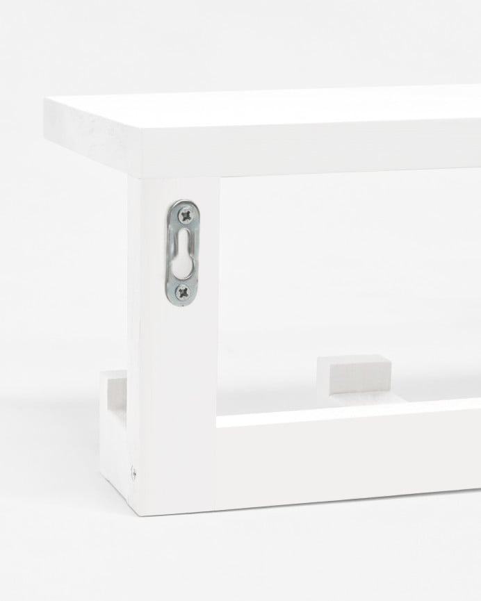 Deco Wood Colgador/Perchero De Madera Maciza Con Repisa Tono Blanco De 20x50cm