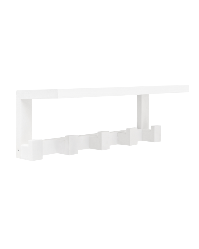 Deco wood Colgador/Perchero de madera maciza con repisa tono blanco de 20x50cm