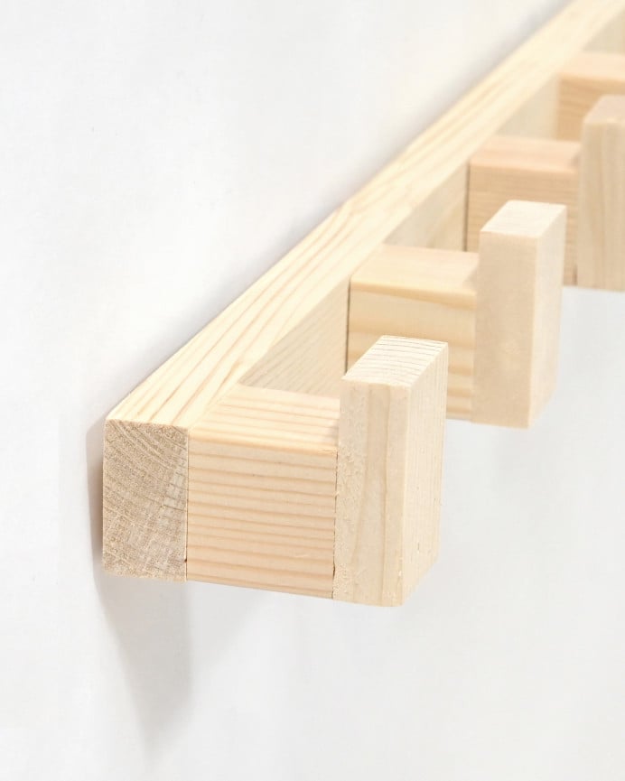 Deco Wood Colgador/Perchero De Madera Maciza Tono Natural De 5x50cm