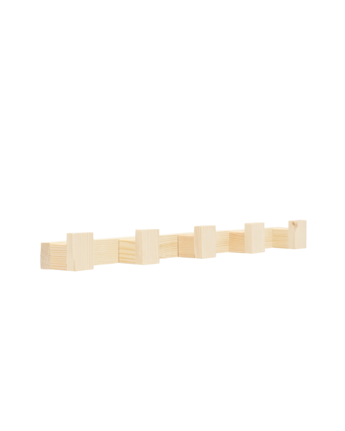 Deco wood Colgador/Perchero de madera maciza tono natural de 5x50cm