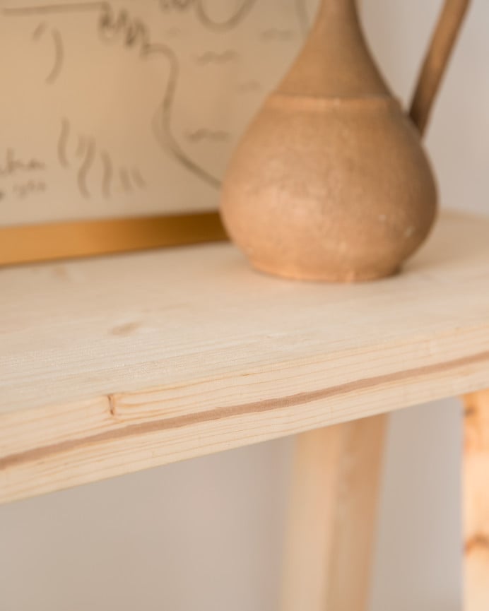 Deco Wood Consola De Madera Maciza En Tono Natural De 100x80cm