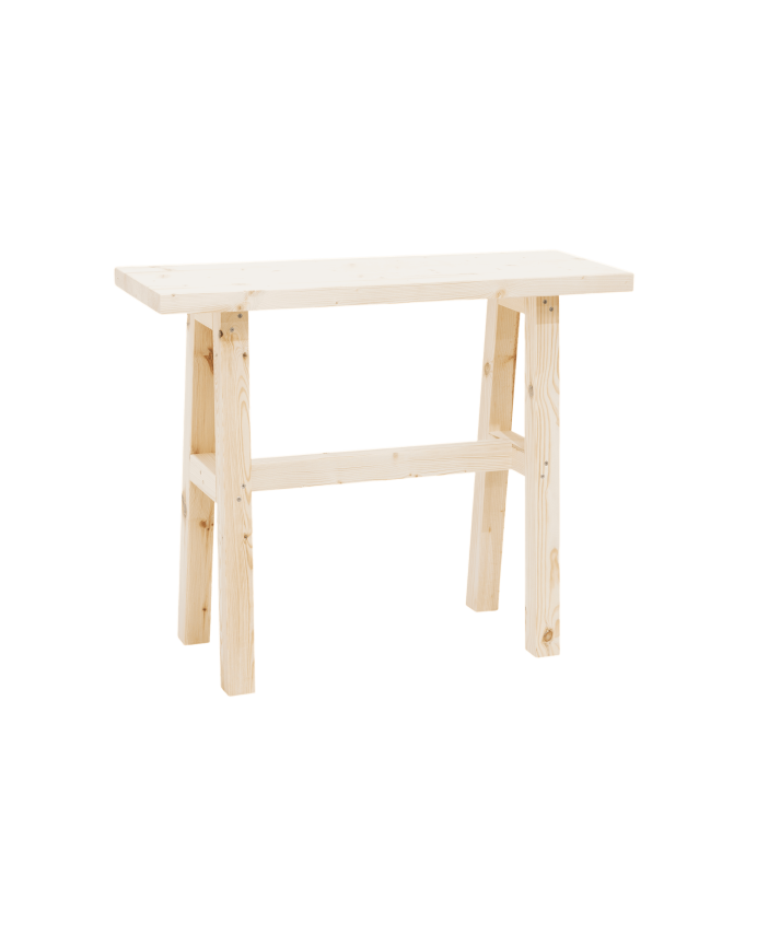 Deco wood Consola de madera maciza en tono natural de 100x80cm