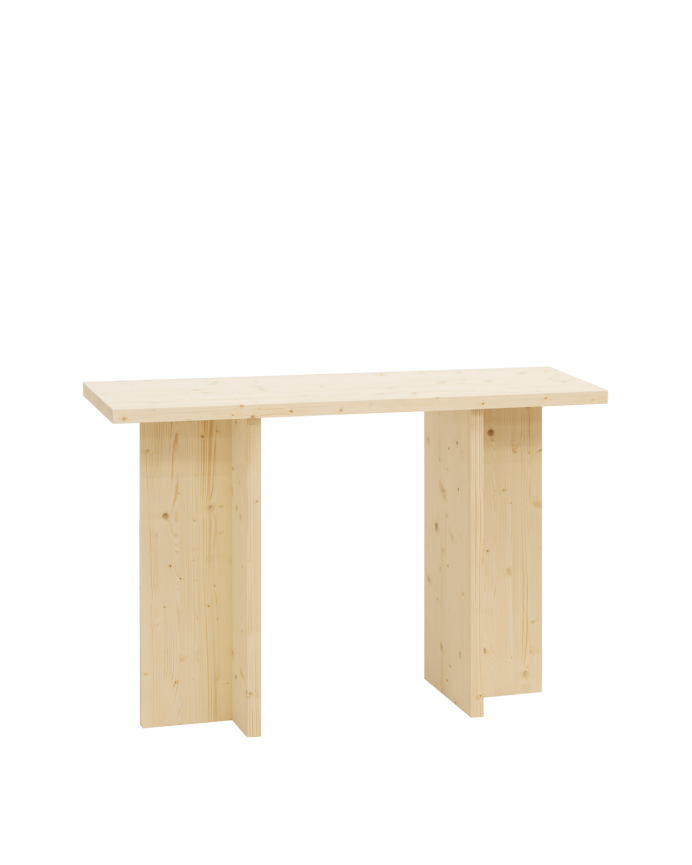 Deco wood Consola de madera maciza en tono natural de 120x80cm