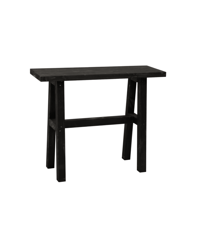 Deco wood Consola de madera maciza en tono negro de 100x80cm