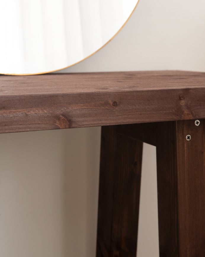 Deco Wood Consola De Madera Maciza En Tono Nogal De 100x80cm