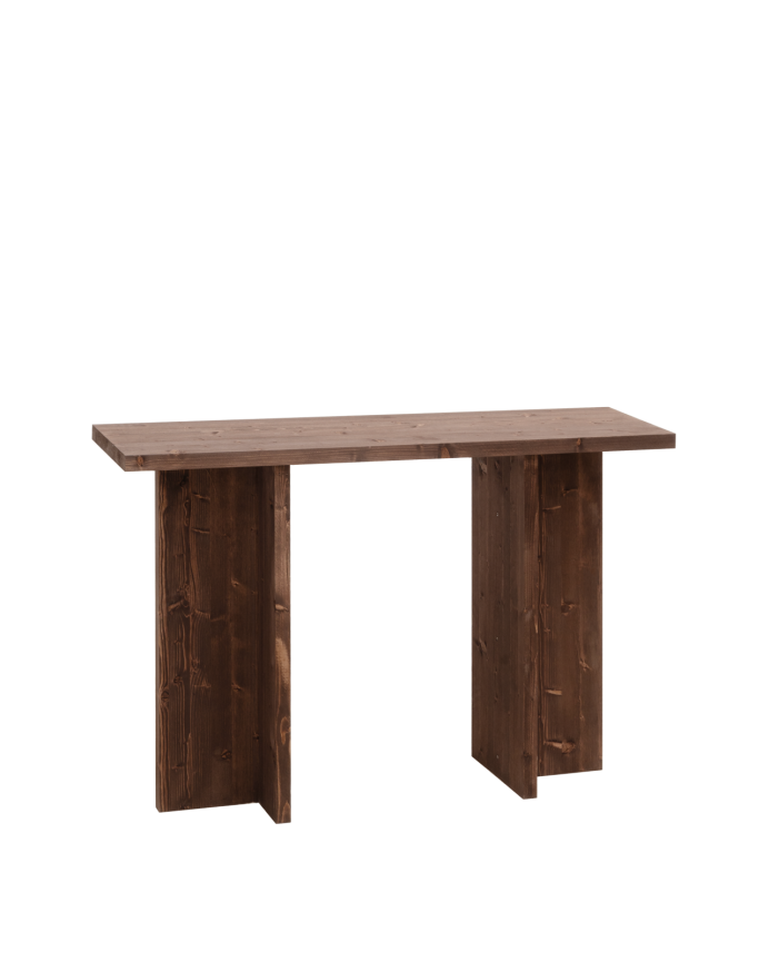 Deco wood Consola de madera maciza en tono nogal de 120x80cm