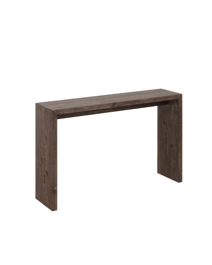 Deco wood Consola de madera maciza en tono nogal de 120x80cm