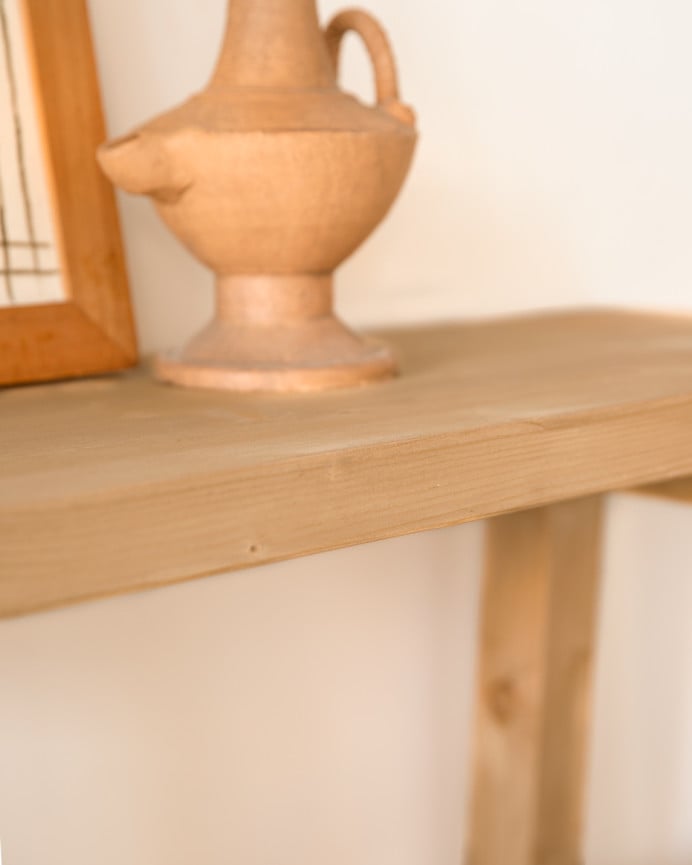 Deco Wood Consola De Madera Maciza En Tono Roble Medio De 100x80cm