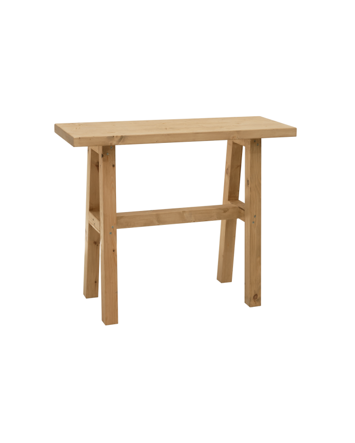 Deco wood Consola de madera maciza en tono roble medio de 100x80cm