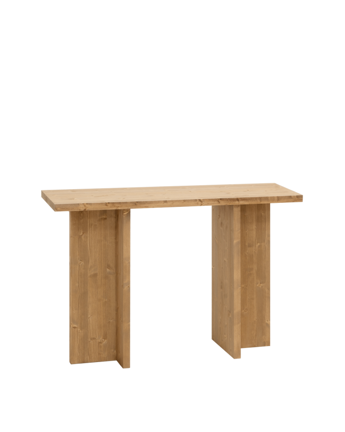 Deco wood Consola de madera maciza en tono roble medio de 120x80cm